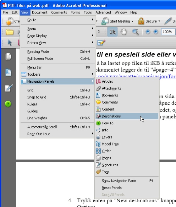 brukerveiledning - Acrobat, view-navigation panels-destination (Bredde: 560px)