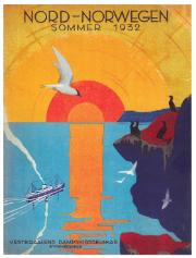 Vesteraalens prospekt 1932.jpg Plakat med midnattsolmotiv fra Vesteraalse dampskibsselskap, 1932