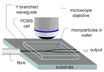 Figure 1. Setup for optical guiding of microscopic particles.