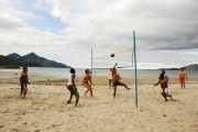 New students playing volleybal during the trip to Grøtfjord during the Autumn 2009 introductory programme. Credit: Mashhood Ahmed Sheikh 