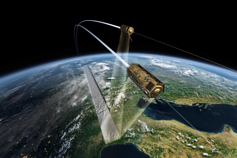 Den tyske Terrasar-X er en av satellittene som gir forskerne ved UiT data. Foto: DLR / Wikimedia Commons