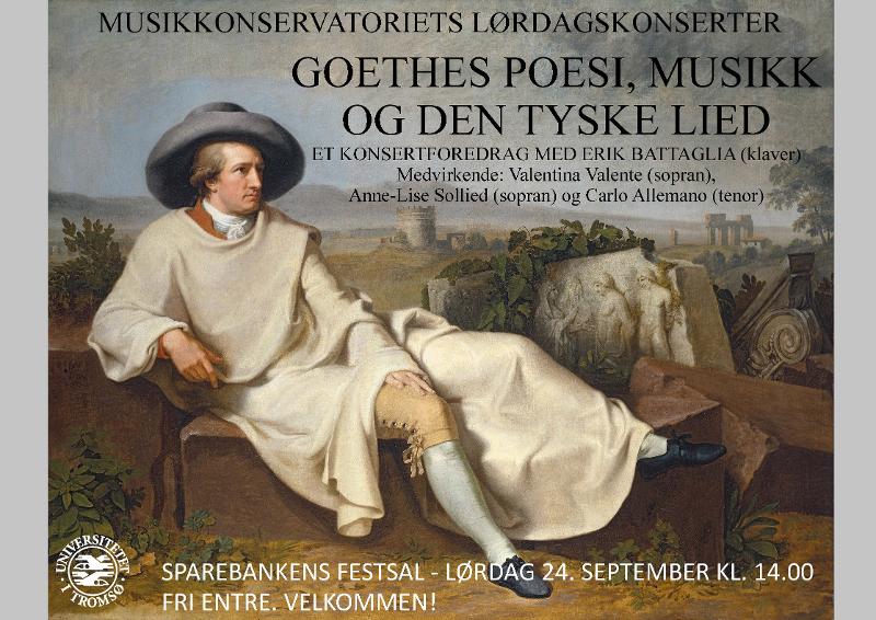 Plakat for konsertforedrag om Goethe 