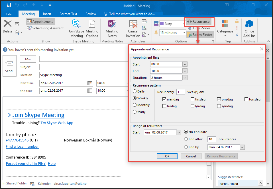 outlook read receipt for meeting request