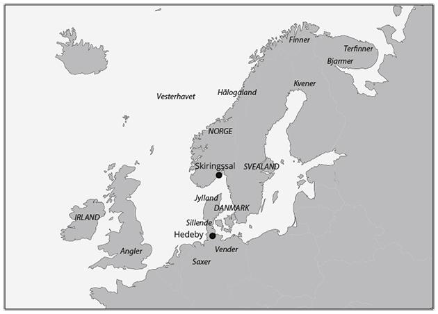 Folkegrupper, land og steder som omtales i Ottars beretning.