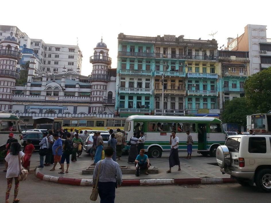 Street scene in Yangon, Myanmar.