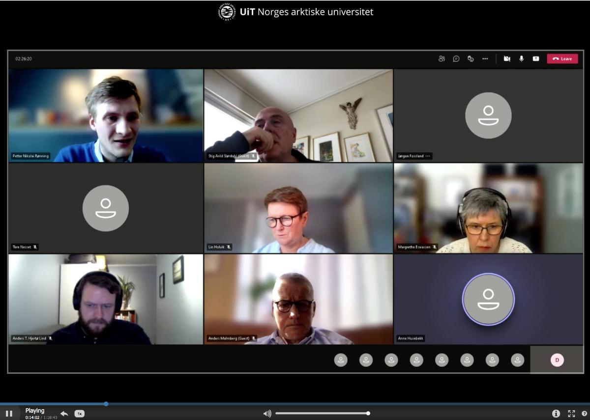 Universitetsstyremøte, skjermdump av digitalt møte