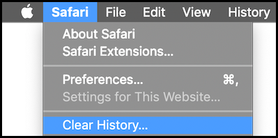 Screenshot of settings for clearing cache in Safari browser