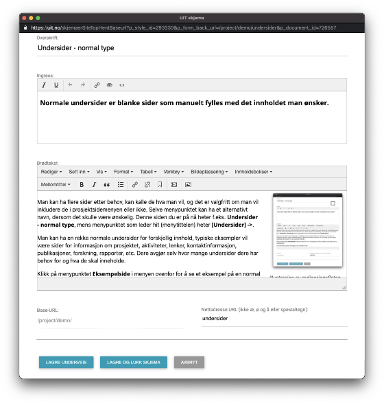 Illustrasjon av redigeringsflaten