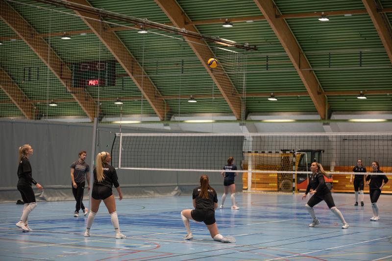 Damer som spiller volleyball, trening med BKT s damelag.
