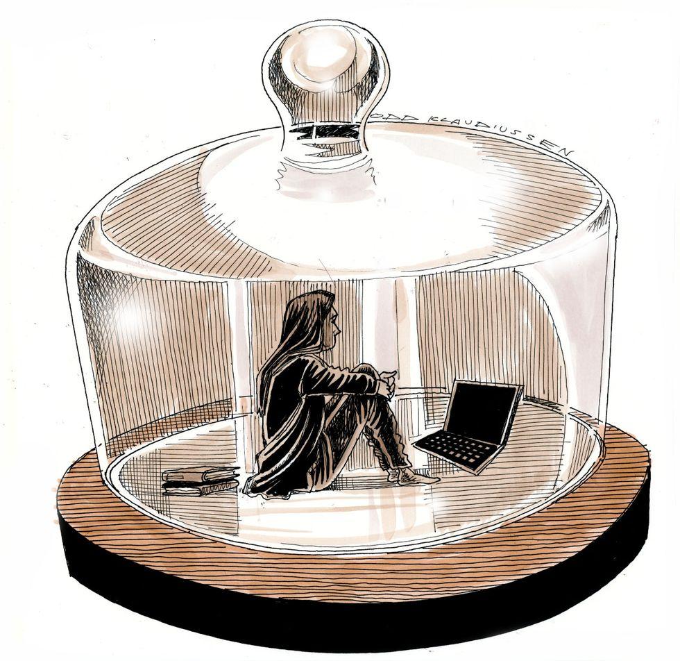 Student i osteklokke.