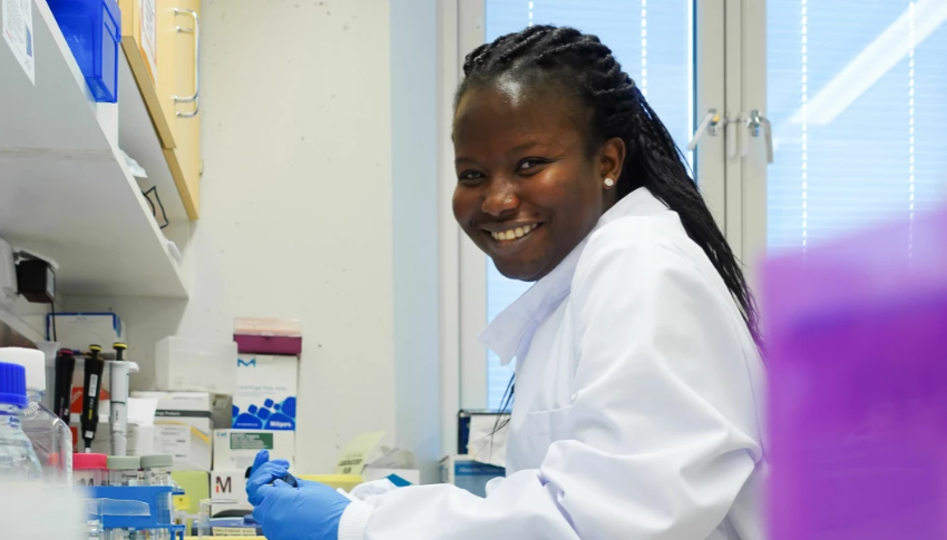 Researcher Sybil Akua Okyerewa Obuobi is studying how to create safer antimicrobials that target bacteria in biofilms and eradicate them. 