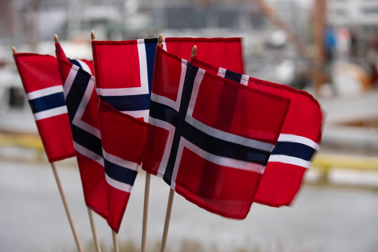 mange små norske flagg