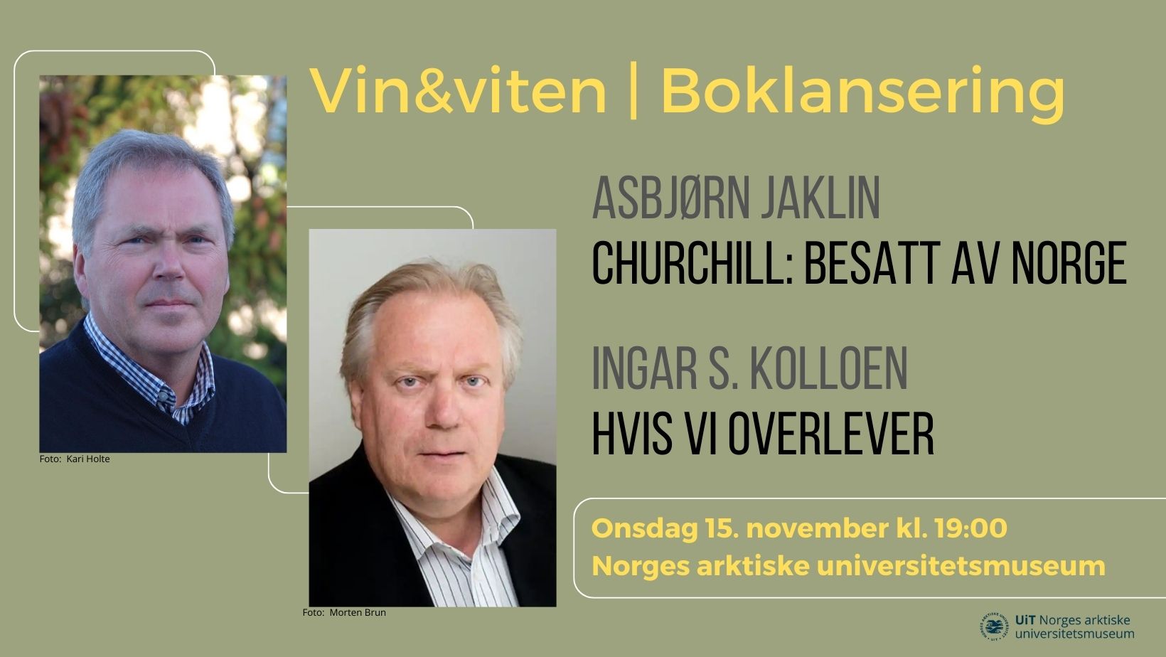 Illustrasjons-/bannerbilde for Vin&viten | Boklansering: Asbjørn Jaklin og Ingar S. Kolloen - historier fra 2. verdenskrig