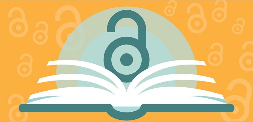 logo av en åpen bok med en åpen lås