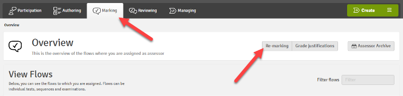 In Wiseflow, selevt the re-marking button when in the Marking tab