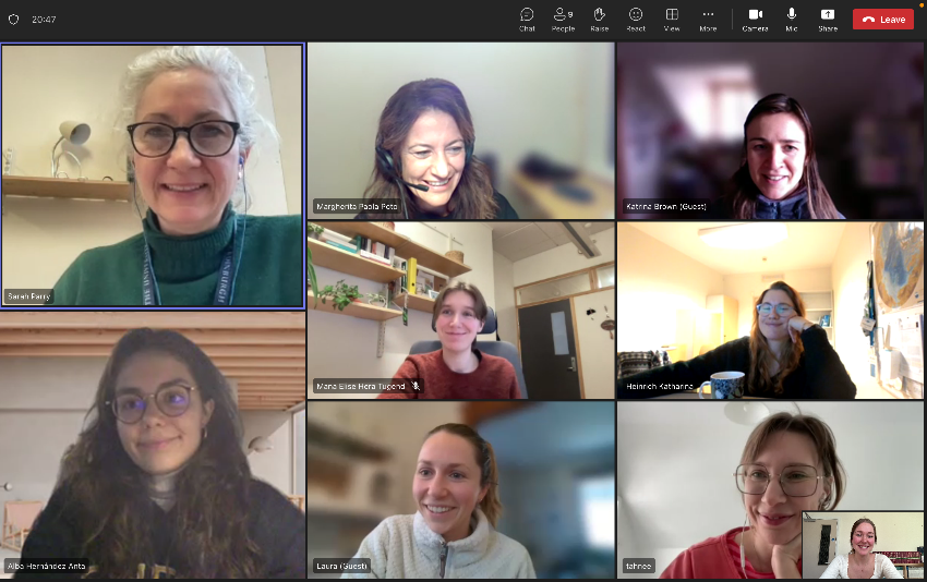 A screenshot of our meeting in February, Emily Murray