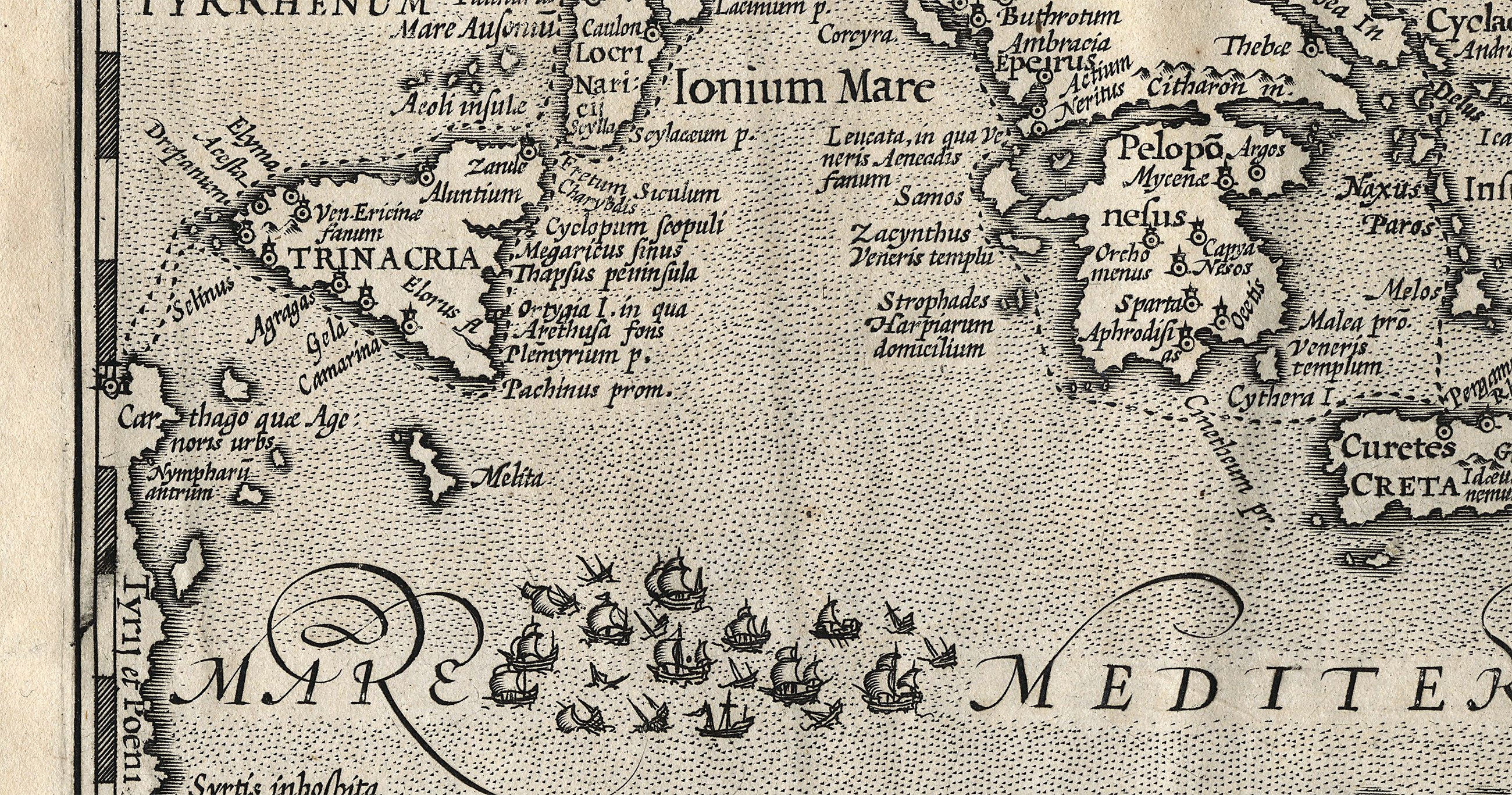 gammelt kart med seilbåter
