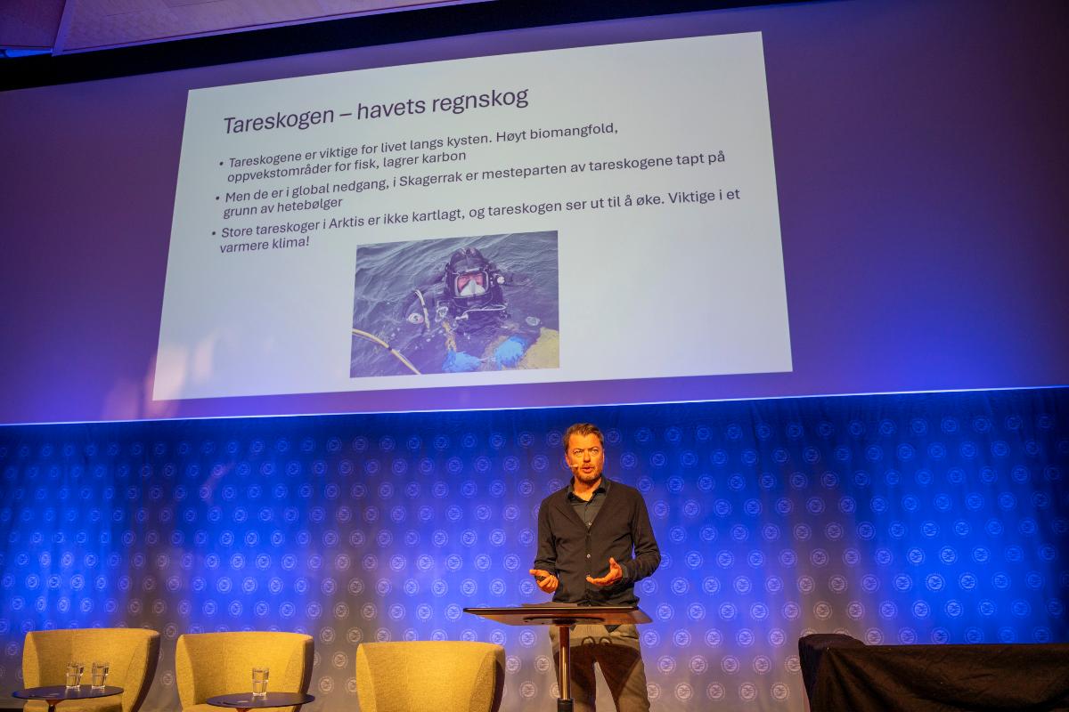 Kjell Magnus Nordrehaug fra Havforskningsinstituttet bidro med kunnskap om klimakonsekvenser for tareskogen. 