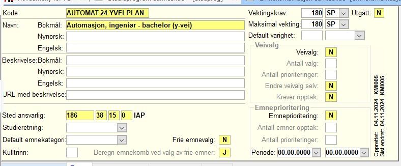 Bilde av emnekombinasjon i FS