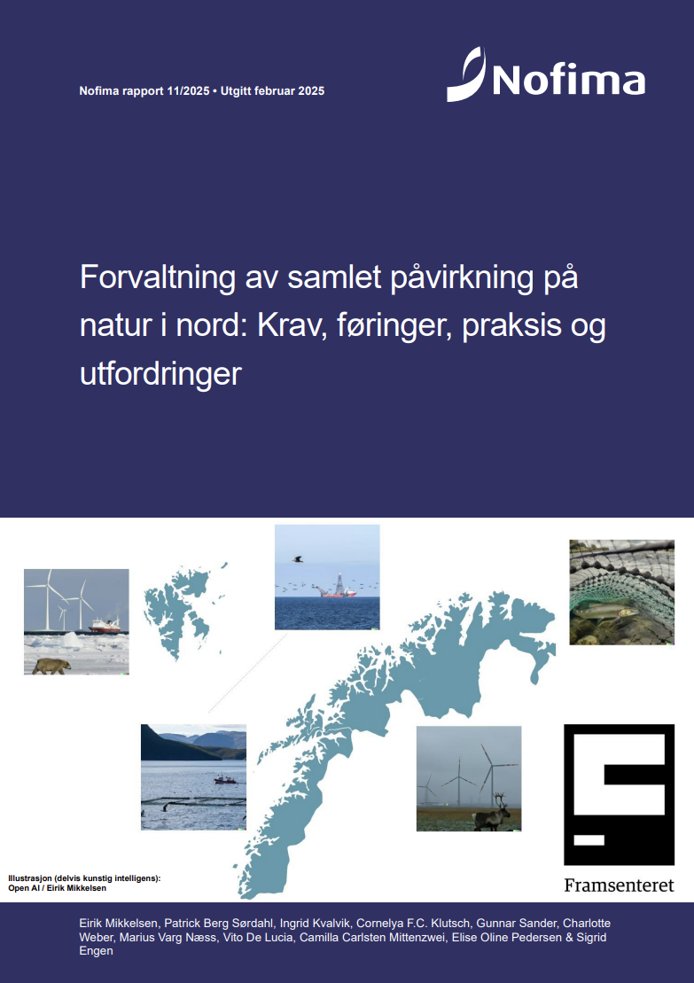 forside av en rapport med kart og naturbilder