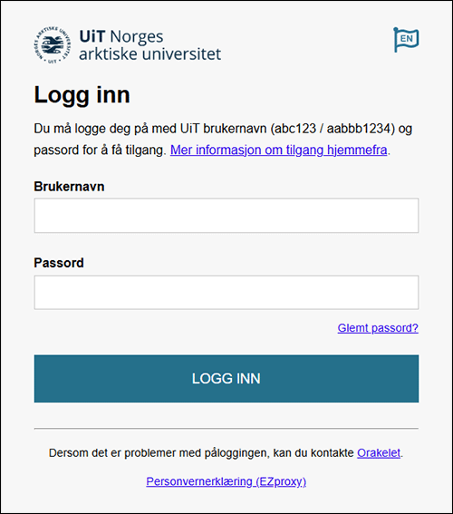 EZproxy innloggingsskjema