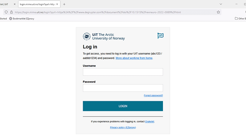 EZproxy login form