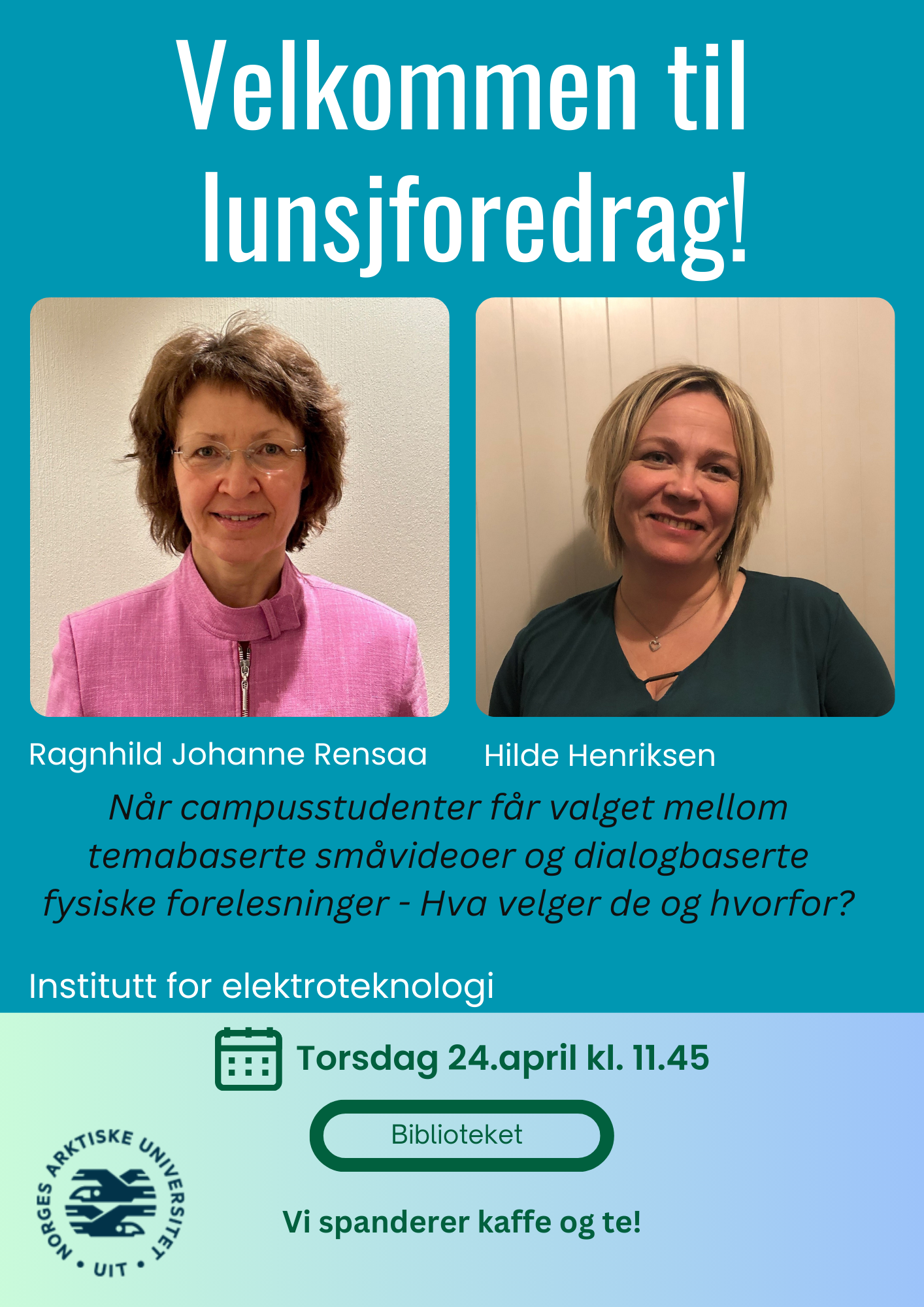 Illustrasjons-/bannerbilde for Lunsjforedrag: N&aring;r campusstudenter f&aring;r valget mellom temabaserte sm&aring;videoer og dialogbaserte fysiske forelesninger - Hva velger de og hvorfor? 