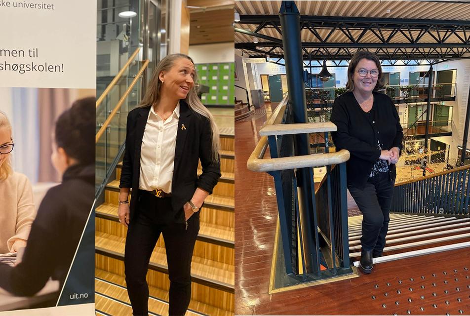 Bildet er satt sammen av to bilder av to damer. De to damene skal i gang med forskningsprosjekt. 