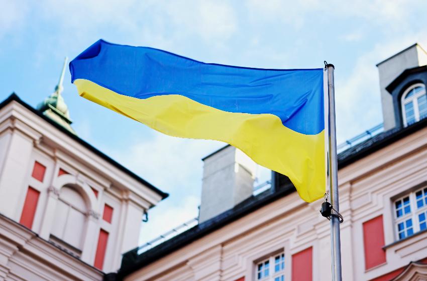 Ukrainsk flagg, gult og bl&aring;tt