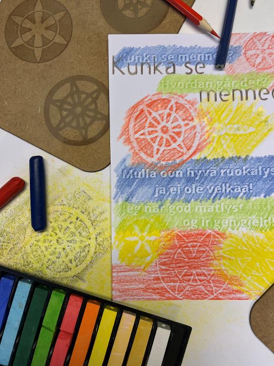 Illustrasjonsbilde for KREATIVT VERKSTED| Frottasje og sjablonger med kvensk tema i 