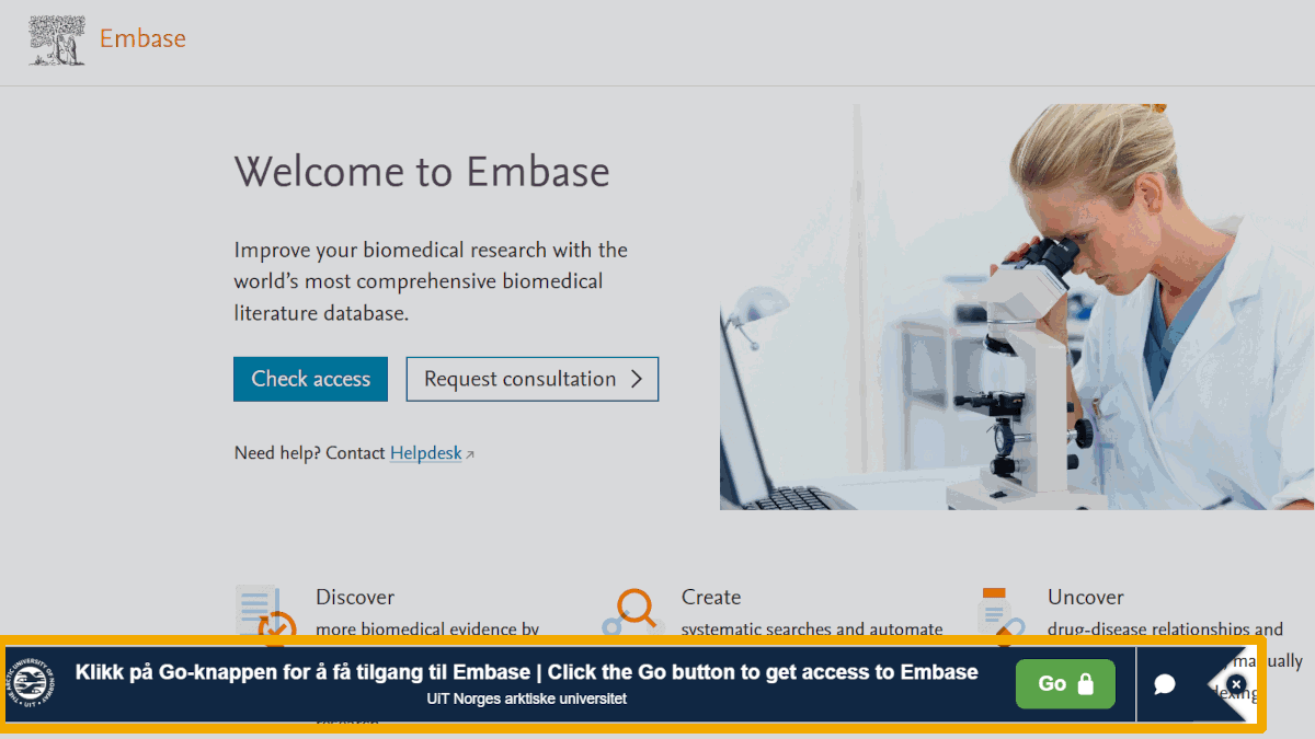 Screenshot of the EMBASE website with a LibKey Nomad button