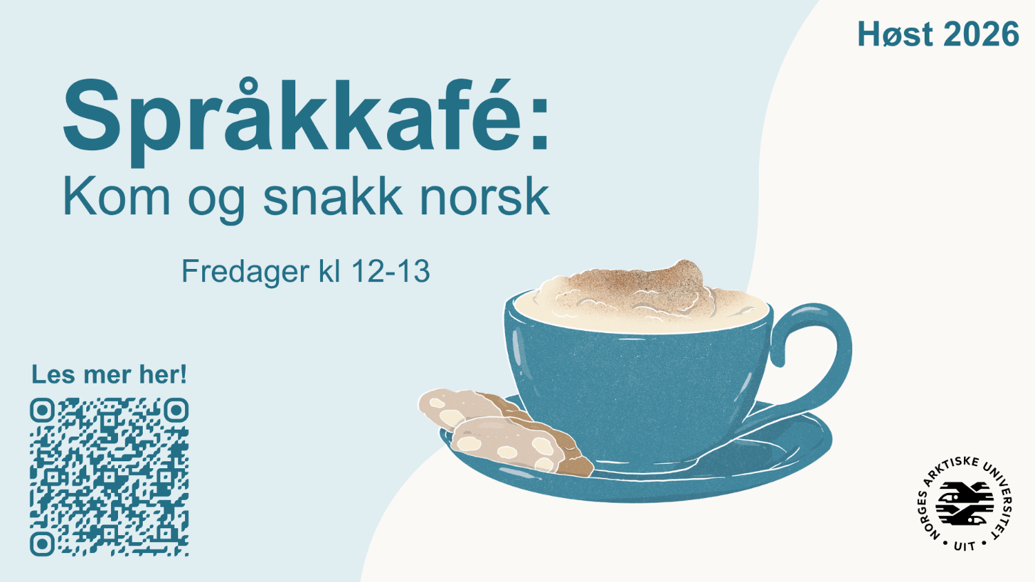 Illustrasjons-/bannerbilde for Språkkafé - kom og snakk norsk! (Høst 2026)