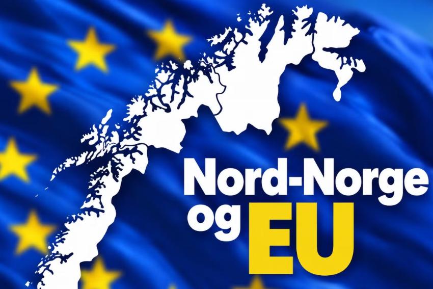Kart over Nord-Norge med tekst "Nord-Norge og EU"